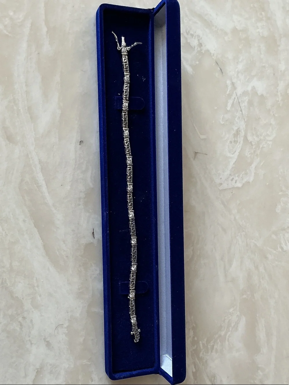 Sterling Silver Chain with White CZ Bracelet